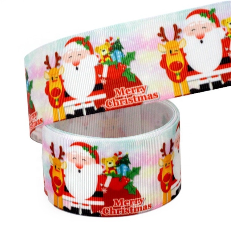 New Design Christmas Ribbon Rolls 75mm  Printed Grosgrain Ribbon