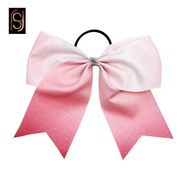 Factory custom 7 inch glitter bow big boutique girl cheer hair bow