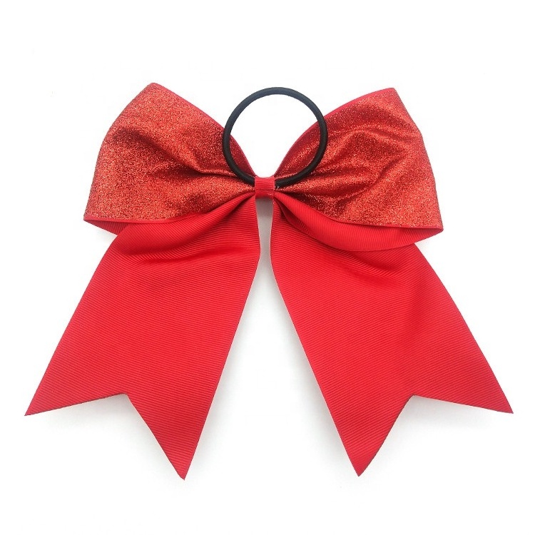 Factory custom 7 inch glitter bow big boutique girl cheer hair bow