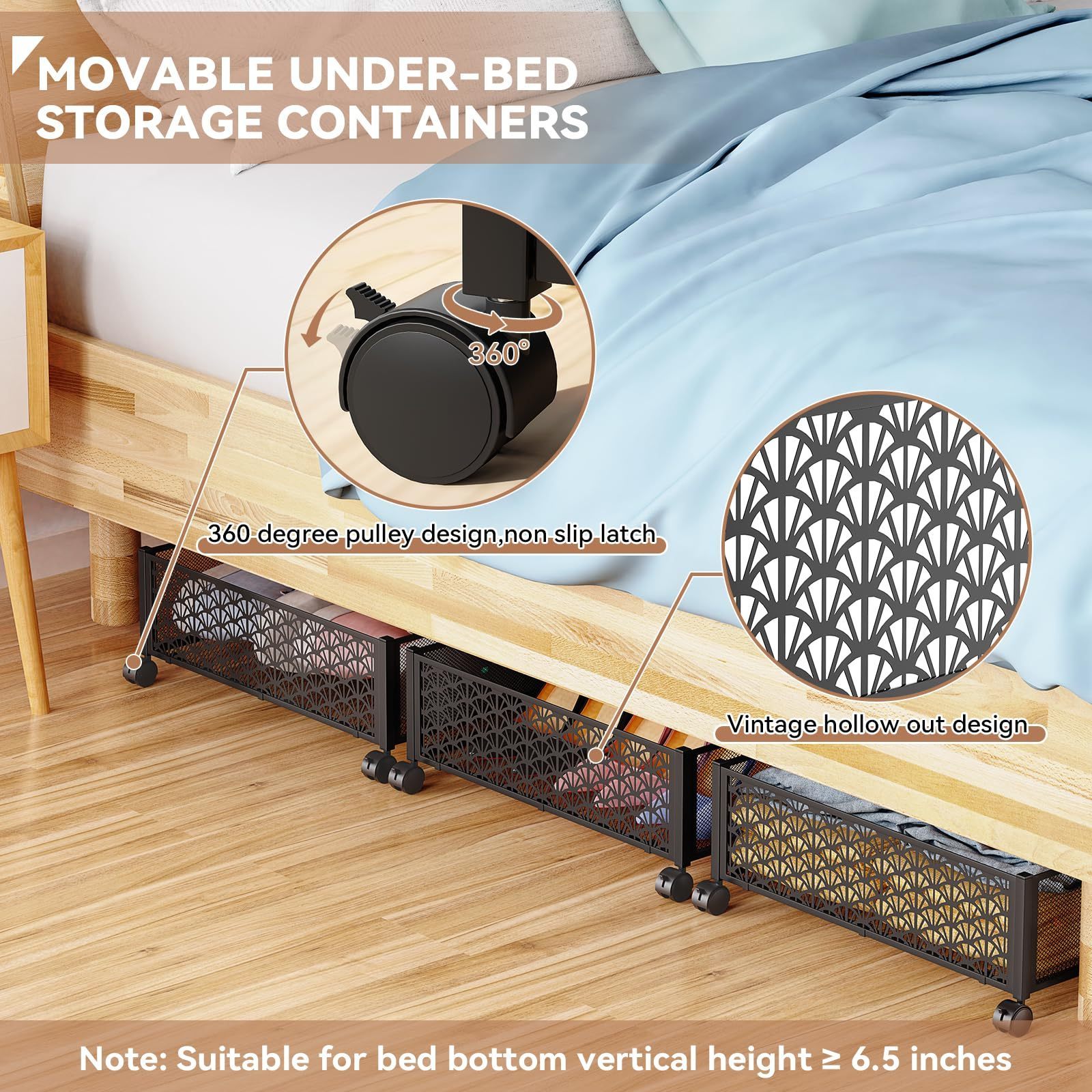 Metal Under Bed Storage Organizer Rack Large Clothes Toy Shoe Organizer Under Bed Storage Container With Wheels