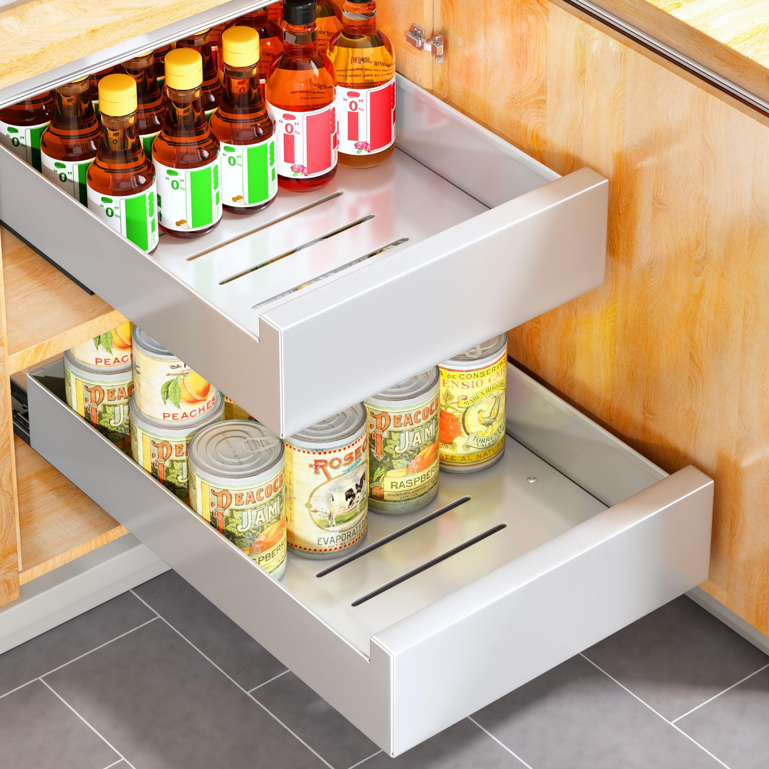 pullout cabinet organizers spice sliding storage baskets pullout drawers for food organization