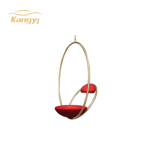 Circular Hoops Single Seat Gold Stainless Steel Swing Hanging Hoop Swing Chair