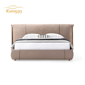 Light Luxury Leather Bed Sofa Hotel Guestroom Bedroom 1.8M Double King Size Bed