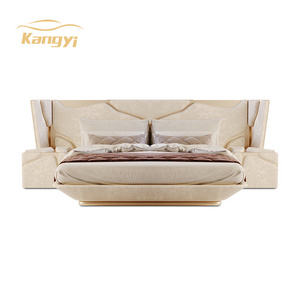 Hot sale luxury bed shaped furniture furniture bedroom sets modern design king queen size stainless steel bright titanium frame