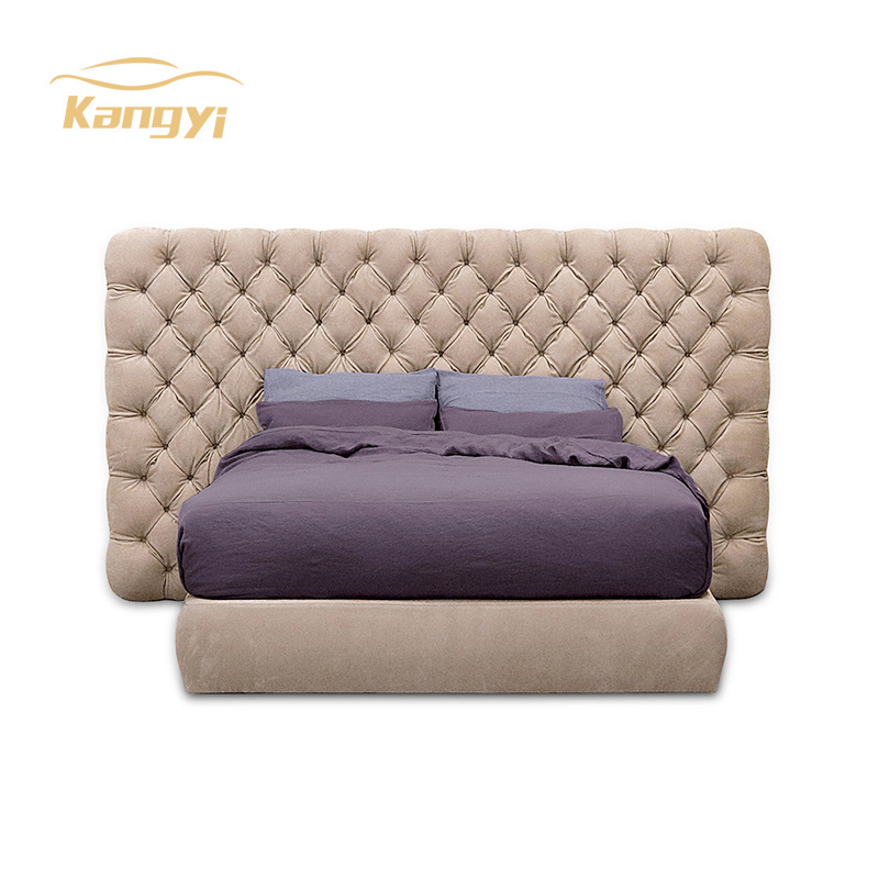 Designer luxury solid wooden foam padding wedding beds king queen size double bed with upholstered headboard