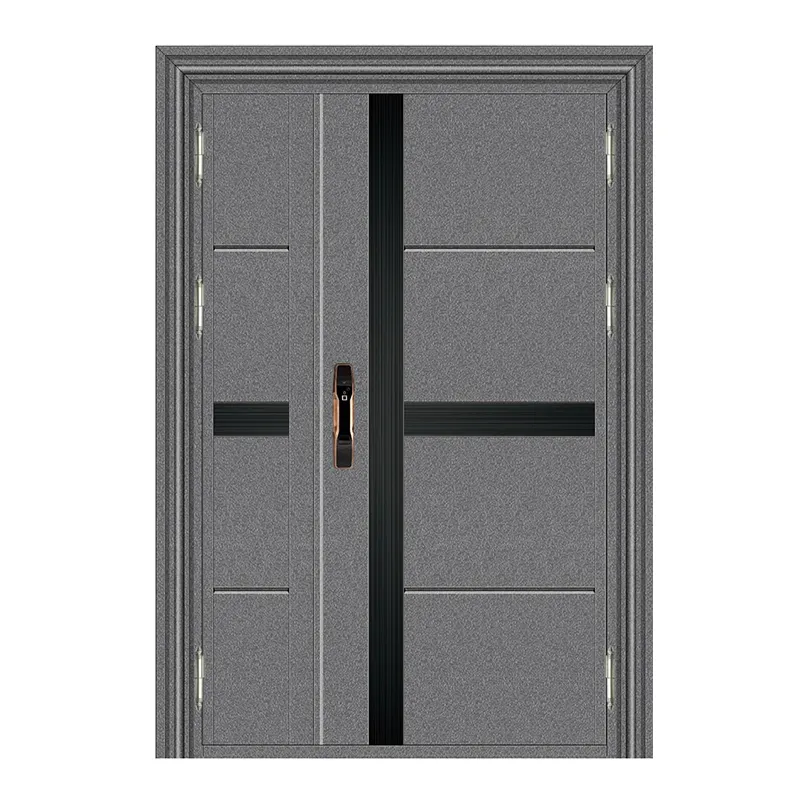 Robust Door Entry Unequal Double Door Front Security Stainless Steel Bulletproof Doors with Smart Lock