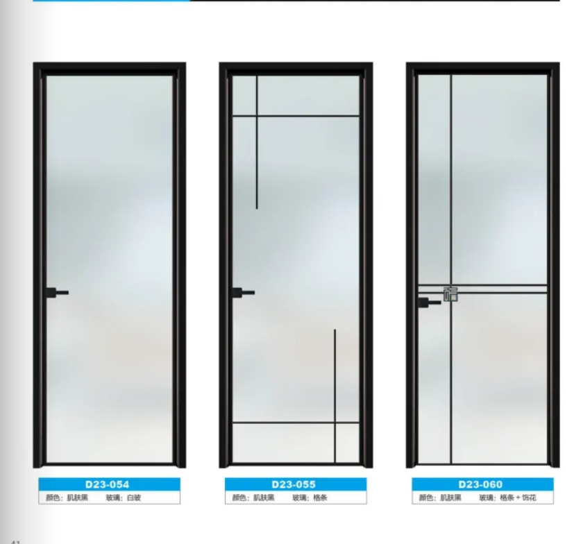 Sliding glass partition door modern style narrow frame aluminum alloy swing door bathroom restroom door