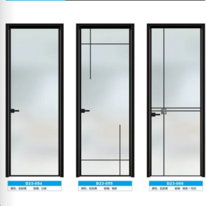 Sliding glass partition door modern style narrow frame aluminum alloy swing door bathroom restroom door