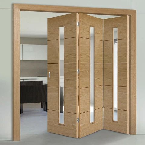 Factory prices interior bi folding style soundproof bi fold wooden doors modern partition folding door