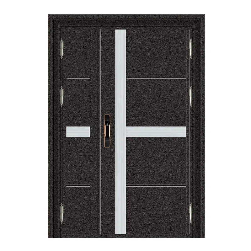 Robust Door Entry Unequal Double Door Front Security Stainless Steel Bulletproof Doors with Smart Lock