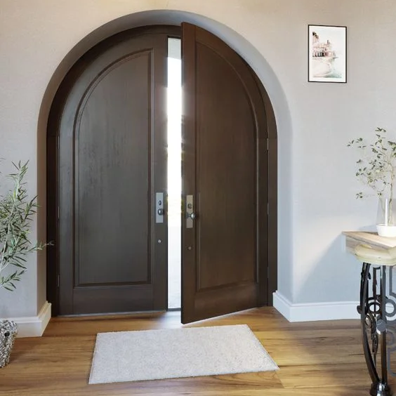 Wholesale Round Top Double Doors Interior Solid Wooden Doors Arch French Door