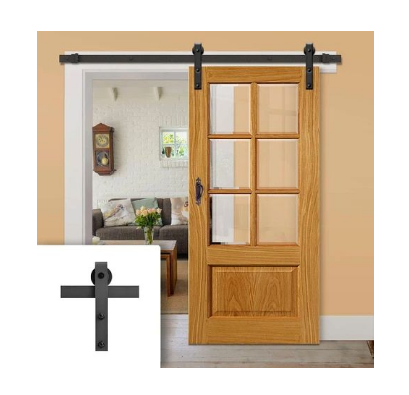 Modern Design Wooden Frame Fancy Interior Oak Wood Sliding Barn Door Partition Door For Bedroom