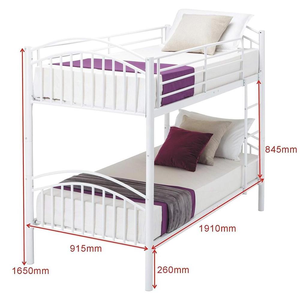 white color 2 tier bunk bed for kids cheap dorm children kids double bunk bed china twin over twin metal bunk bed