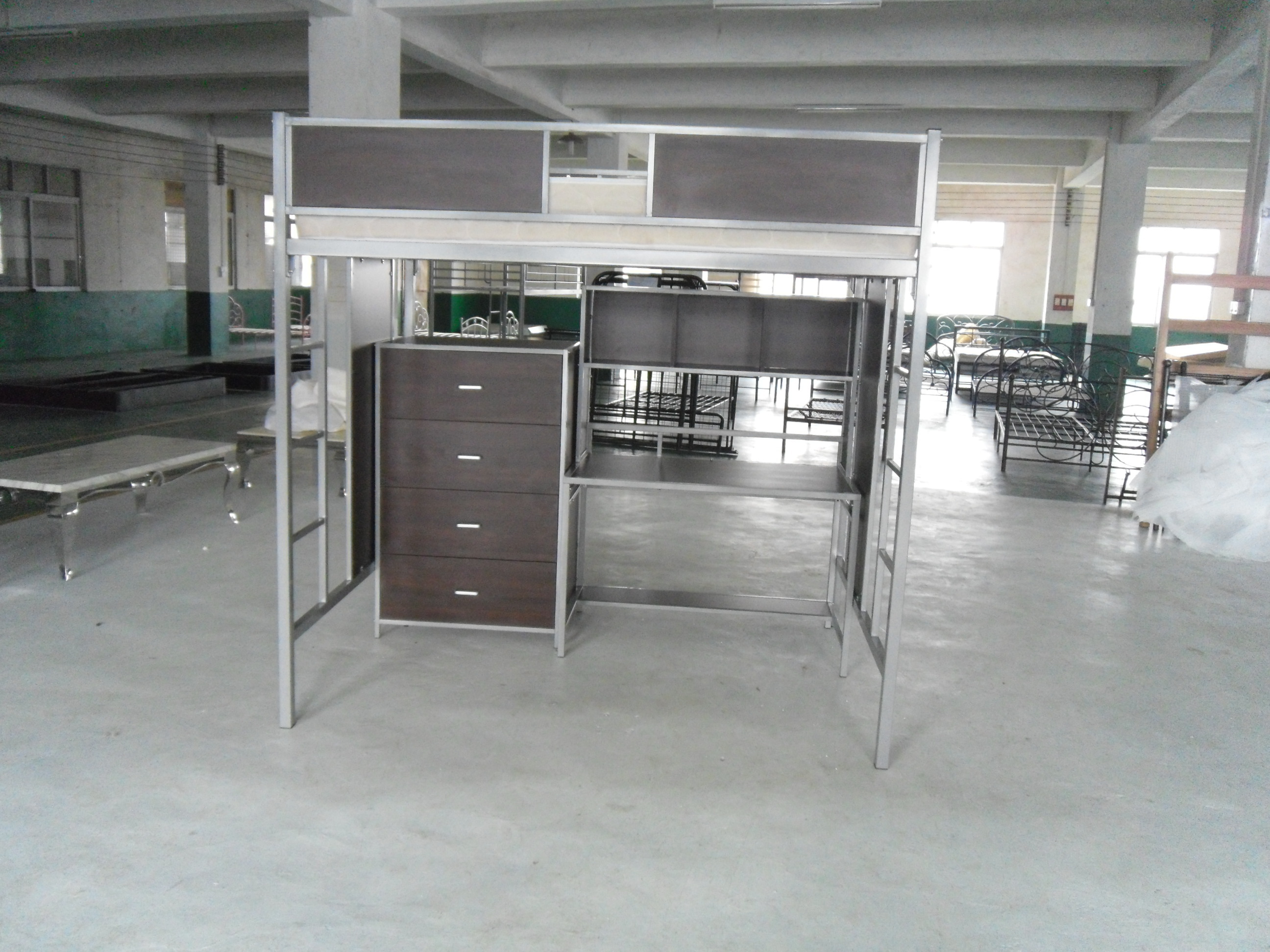 Twin full queen size wood steel school dormitory loft twin bed with cabinet with desk with wardrobe university bunk bed