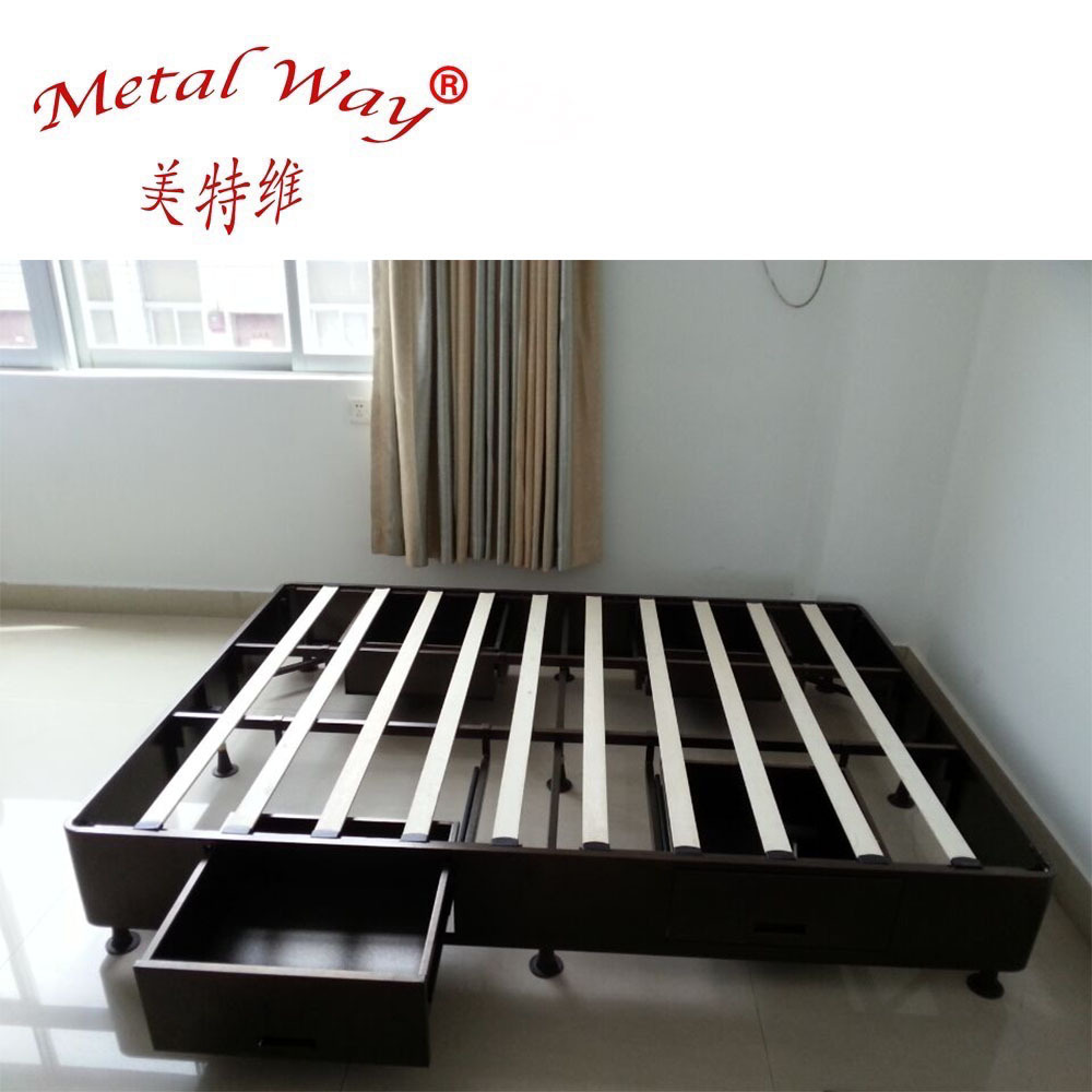 4 Inch Low Profile Metal Smart Box Spring Mattress Foundation Wood Slat Support Easy Assembly King