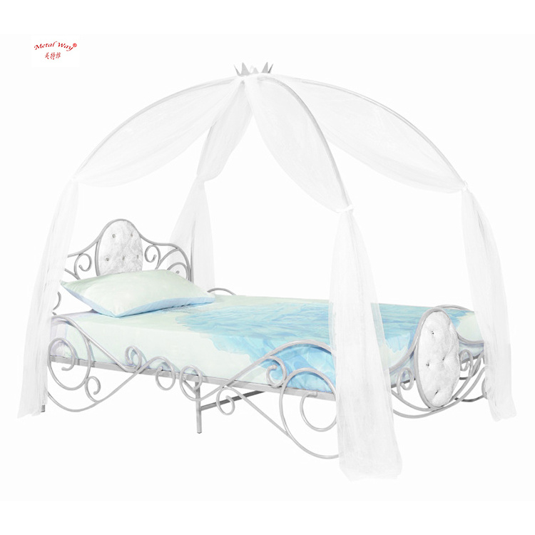 Princess Style Pumpkin Car Shape Metal Frame Children's Princess Metal Bed