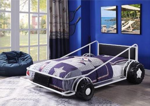 Child single bed boys metal car beds kids bedroom furniture racing car beds