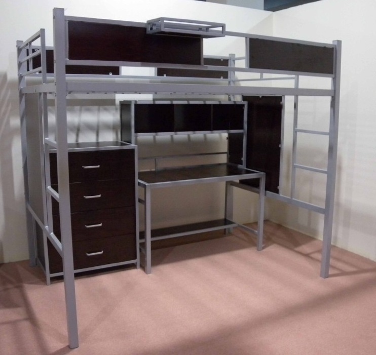 Twin full queen size wood steel school dormitory loft twin bed with cabinet with desk with wardrobe university bunk bed