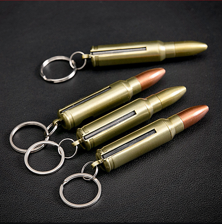 New Arrival Bullet Shape Metal Lighter Keychain and Bottle Opener 3 IN 1 For Gifts