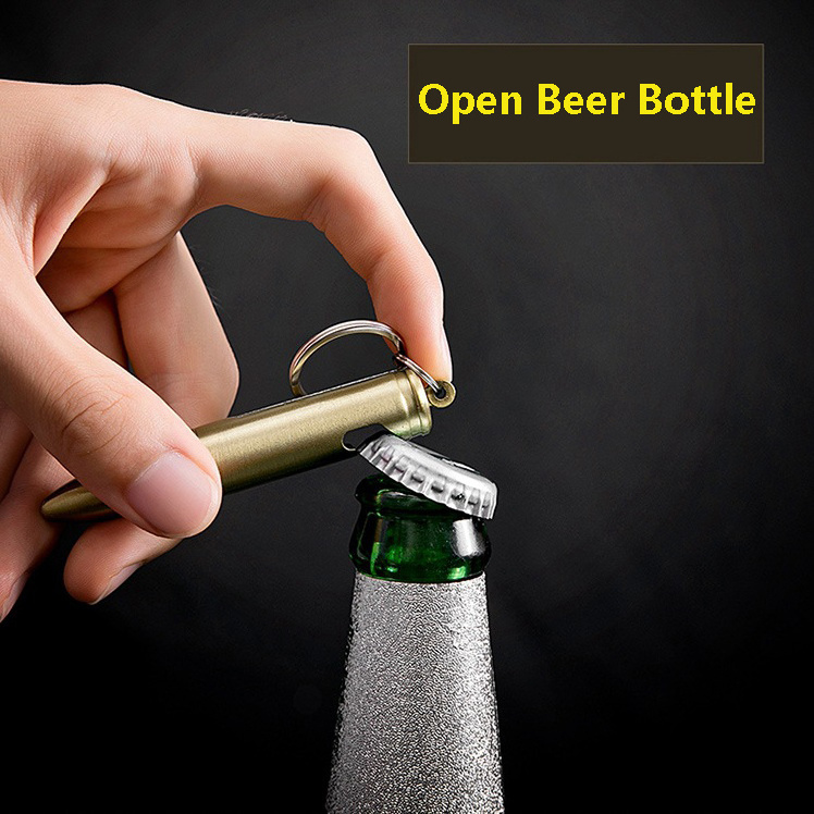 New Arrival Bullet Shape Metal Lighter Keychain and Bottle Opener 3 IN 1 For Gifts