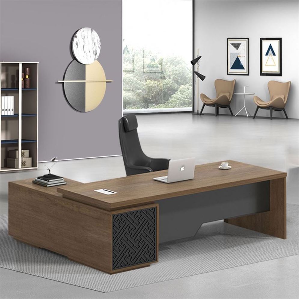 Chinese Factory Hot Sale Office Furniture Wooden Desk Practical Modern L Shaped Executive Desk