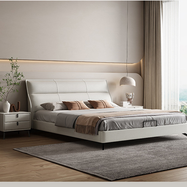 Modern Wooden Bed Frame Soft Bedroom Furniture Bed Italian Design Bubble Leather Bed