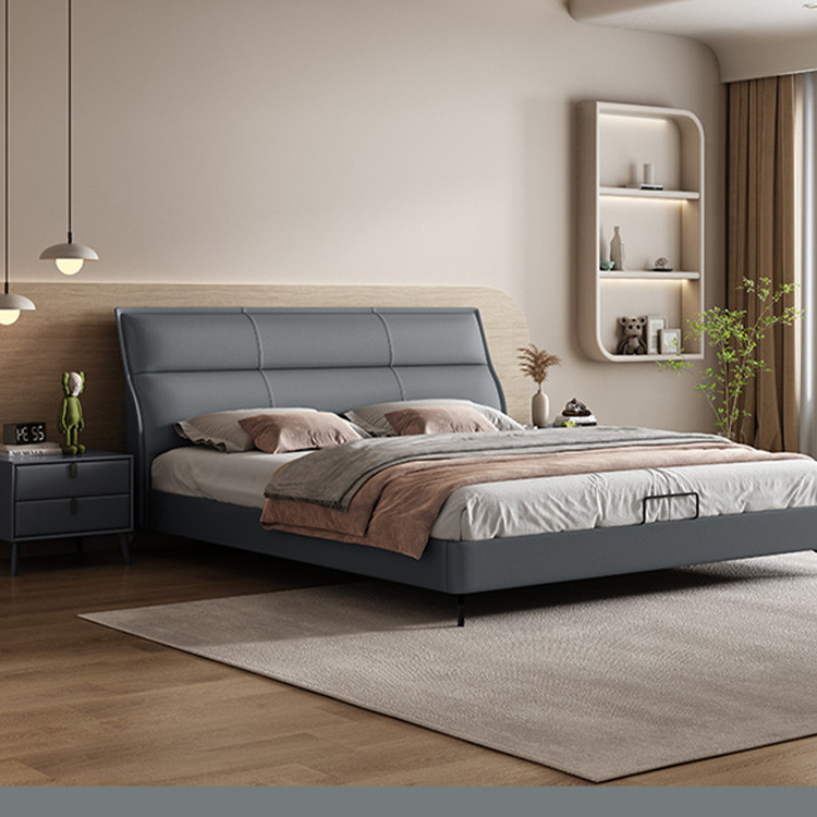 Modern Wooden Bed Frame Soft Bedroom Furniture Bed Italian Design Bubble Leather Bed