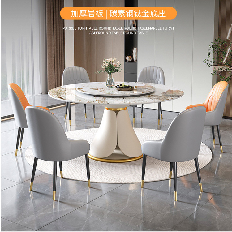 Home Luxury Dining Room Table Sets Round Folding Dining Table Set 6 8 Seater Chairs Stainless Steel Dining Table Base null