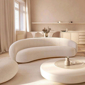 MOYI white circle circle round curved sofa minimalist contemporary boucle nordic velvet half moon sofa set