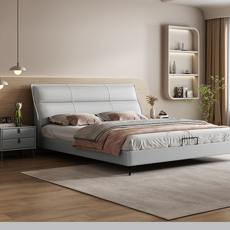 Modern Wooden Bed Frame Soft Bedroom Furniture Bed Italian Design Bubble Leather Bed