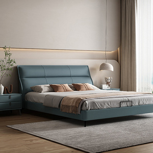 Modern Wooden Bed Frame Soft Bedroom Furniture Bed Italian Design Bubble Leather Bed