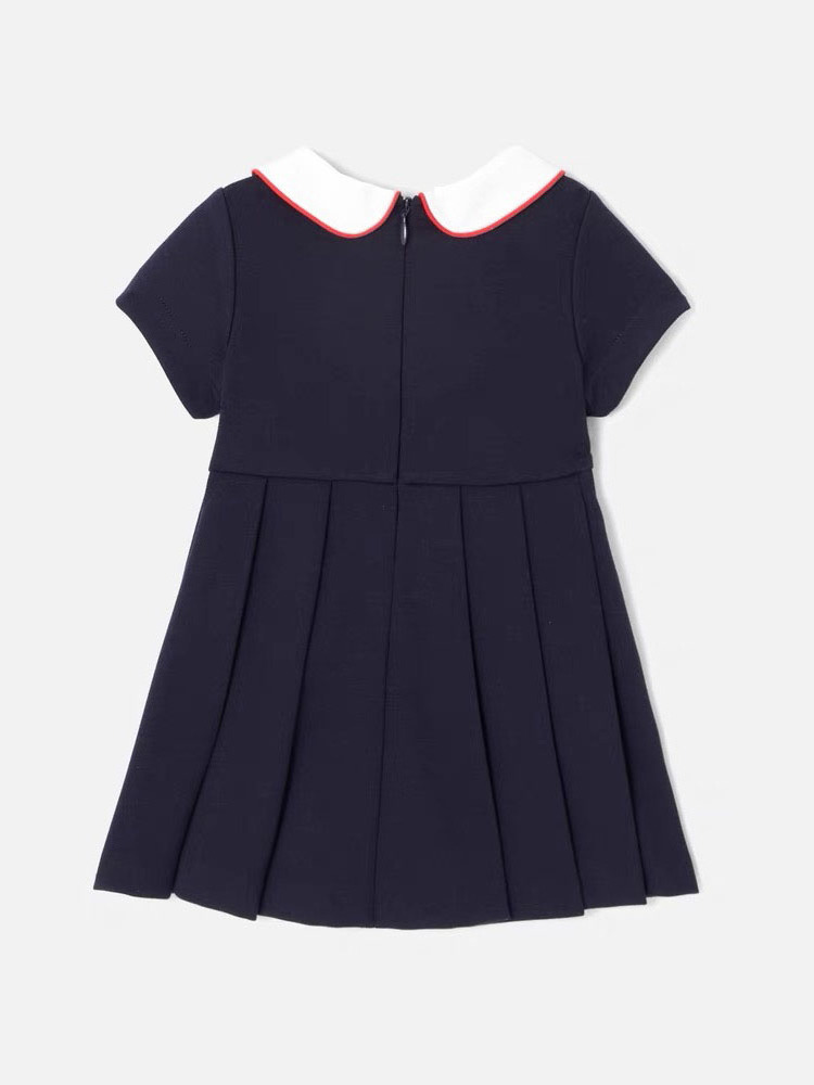 Girls Dress Short Sleeve School Uniform Dress Student Outfits Dressy Costumes Back to School Kindergarten Vintage