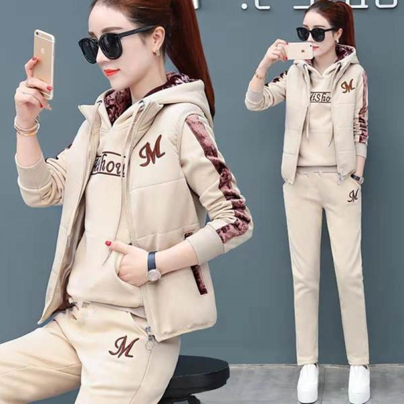 Tracksuits Women Casual Outfit Long Pant Set Sweatsuits Black Red Khaki Purple Pink Hooded and Vest Outfit