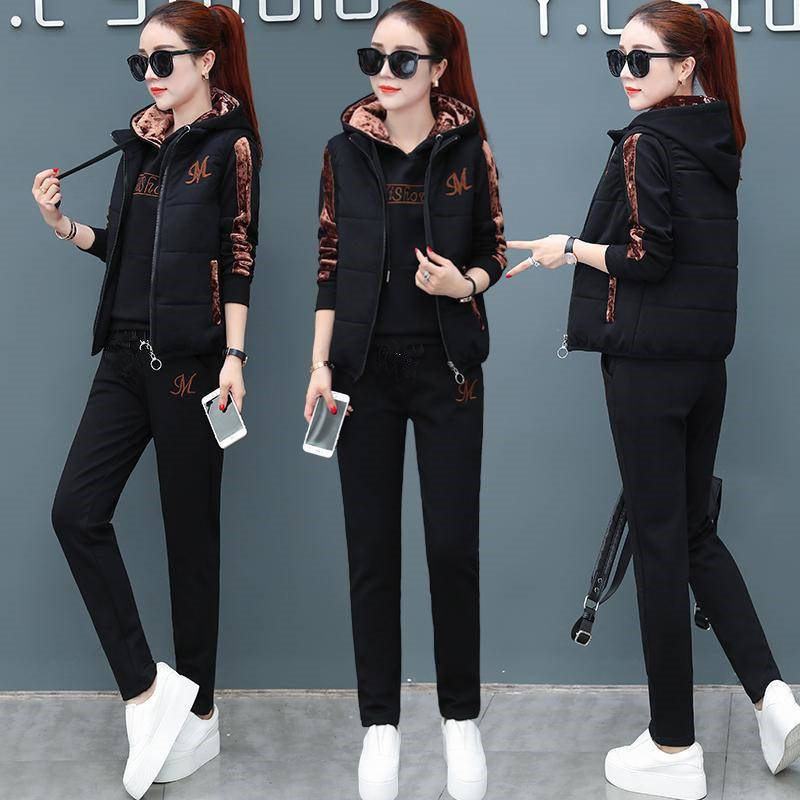 Tracksuits Women Casual Outfit Long Pant Set Sweatsuits Black Red Khaki Purple Pink Hooded and Vest Outfit