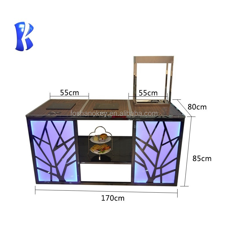 OKEY LED lighting buffet induction cook food warmer stations  for hotel