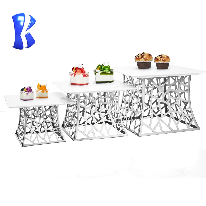 OKEY Restaurant equipment kitchen commercial stainless steel display table afternoon tea high tea stand for sale