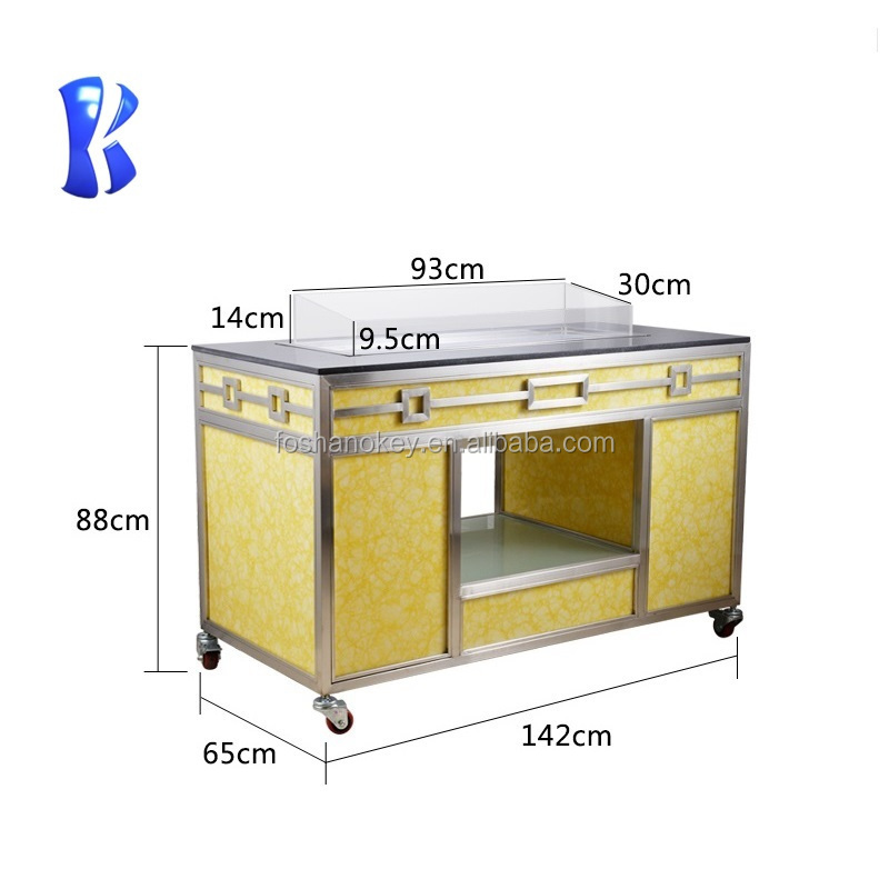 OKEY restaurant supplies kitchen equipment iron wheels for marble table top inflat buffet cooler station