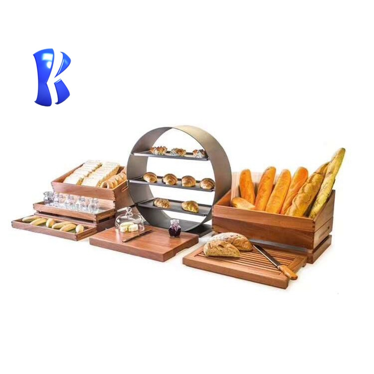 OKEY Catering equipment restaurant wooden square riser wooden buffet display stand