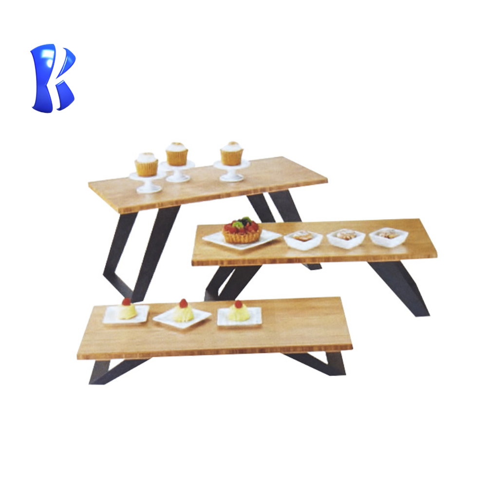 OKEY Catering equipment restaurant wooden square riser wooden buffet display stand