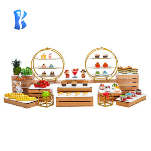 OKEY Catering equipment restaurant wooden square riser wooden buffet display stand