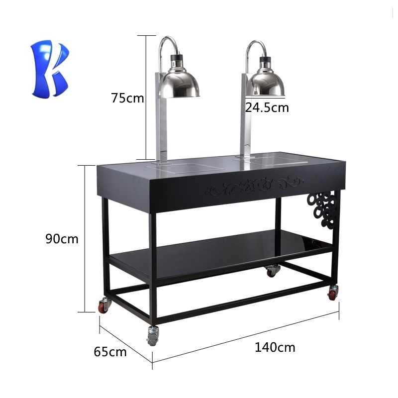 OKEY restaurant supplies kitchen equipment iron wheels for marble table top inflat buffet cooler station