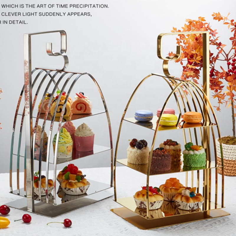 OKEY Hotel restaurant wedding gold buffet party food display catering stand serving salad rack dessert risers for food dishes