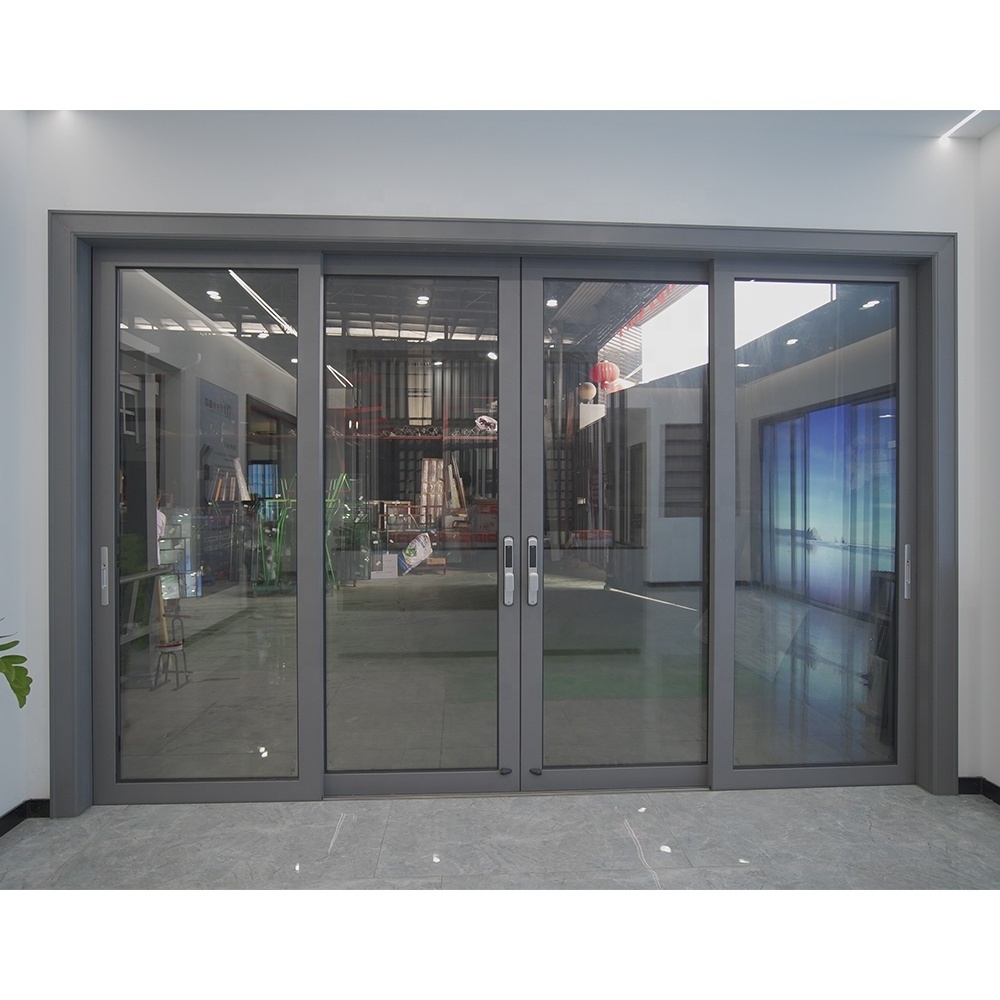 Exterior aluminum smart lock sliding glass door