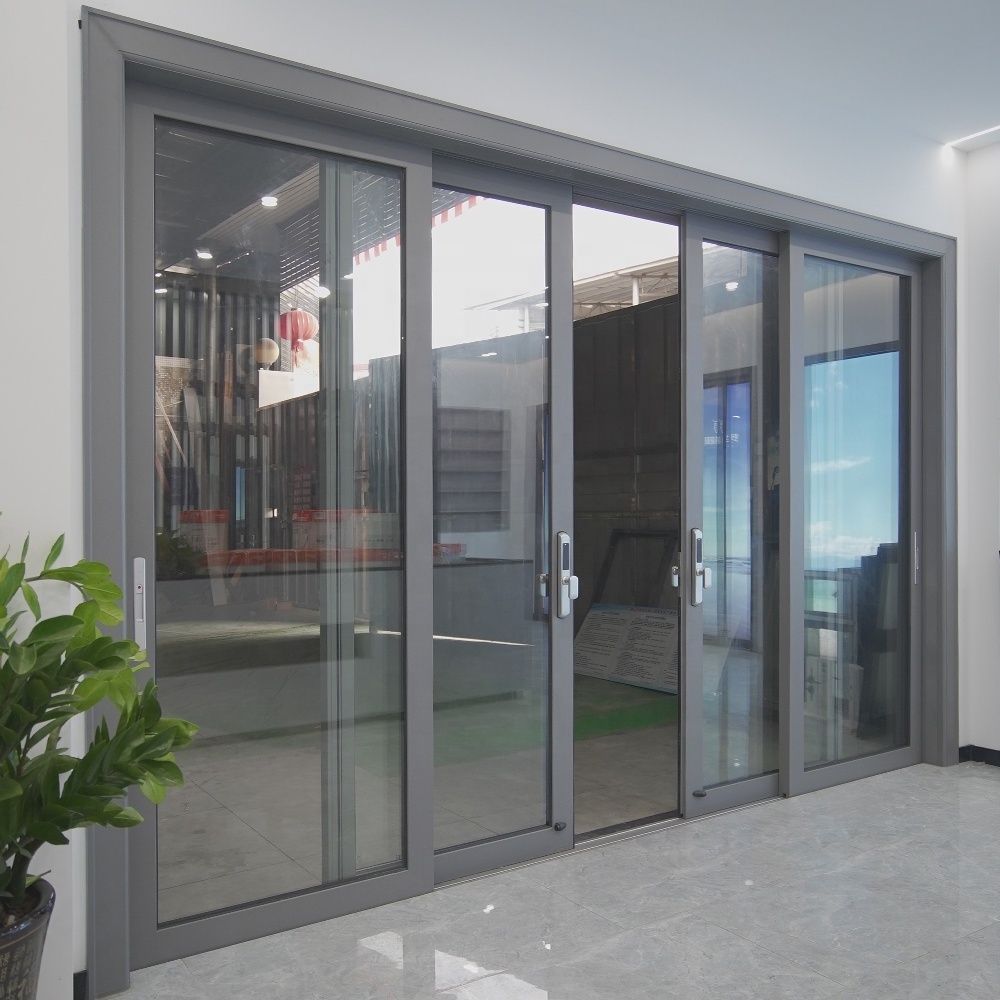 Exterior aluminum smart lock sliding glass door