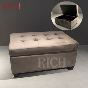 Modern bedroom accent storage bench box tufted top ottoman stool with storage cube box ottoman upholstered storage bench