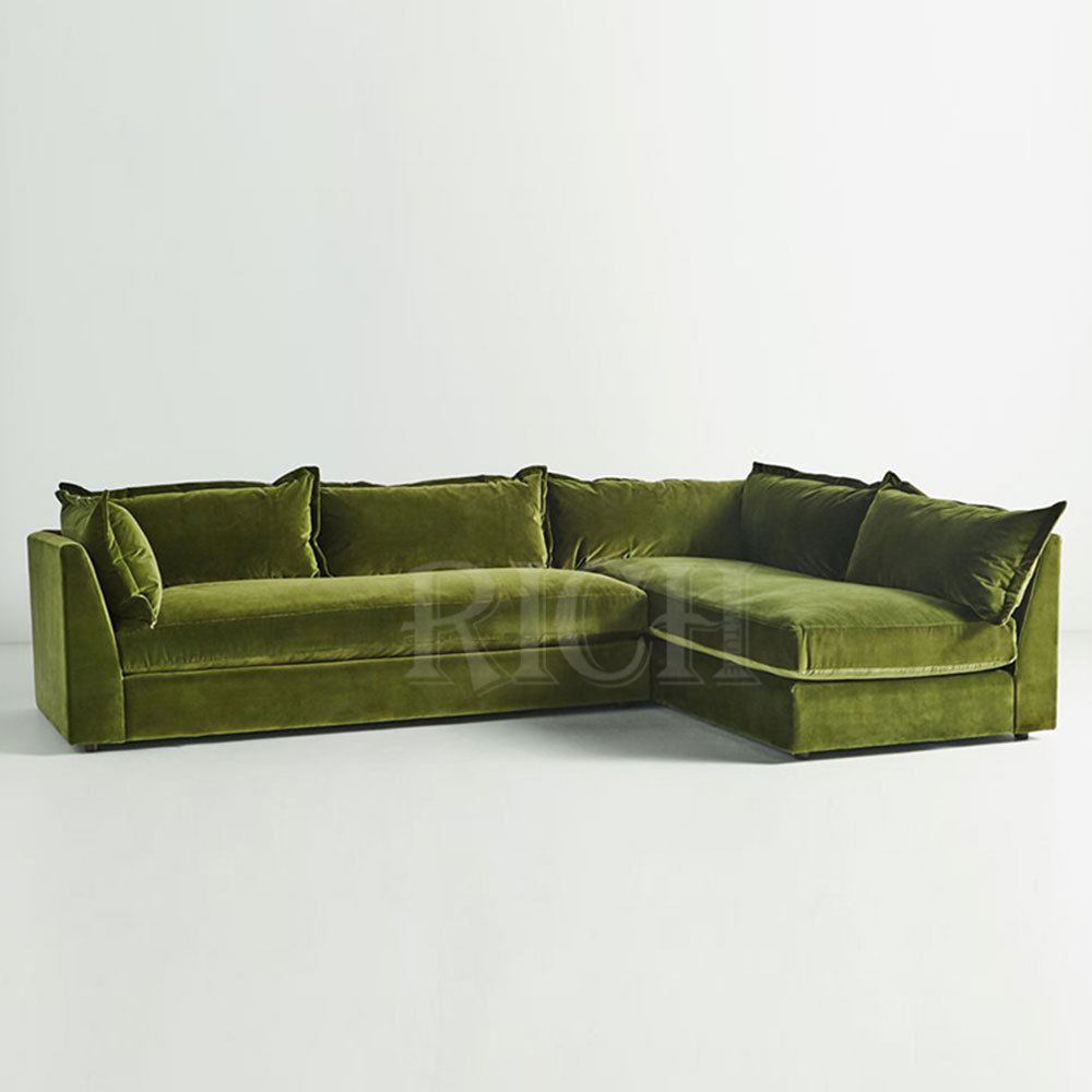 low modular lobby velvet green sofa l shape right hand sectional sofa soft fabric extra large contemporary modern corner sofas