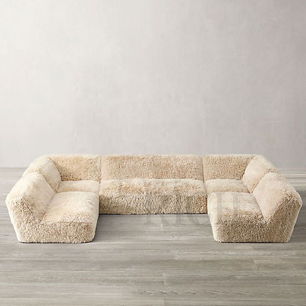 sheepskin modular faux fur couch sofa fluffy sectional couch commercial sectional couch beige modern u shaped sectional sofa