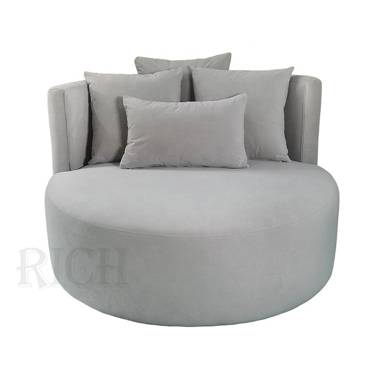 lounge chair modern contemporary luxury Italian big single sofa chair circle accent green velvet lounge round single chair