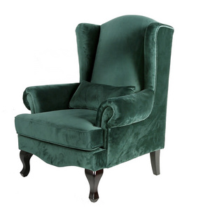 wholesale Comfortable wing back chair fabric Indoor Velvet wingback statement armrest chair