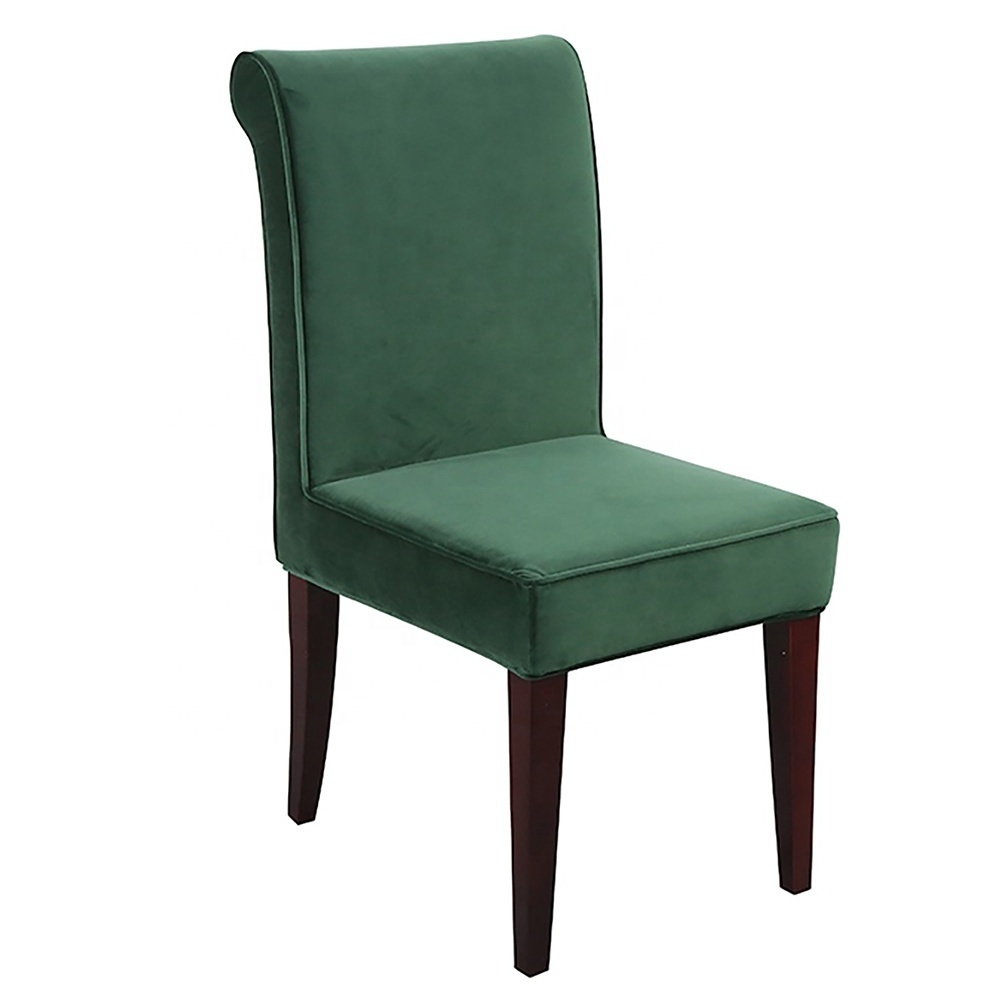 Wholesale Antique Home Solid Wooden Furniture Restaurant Chair Velvet Fabric Green Dinning Chair